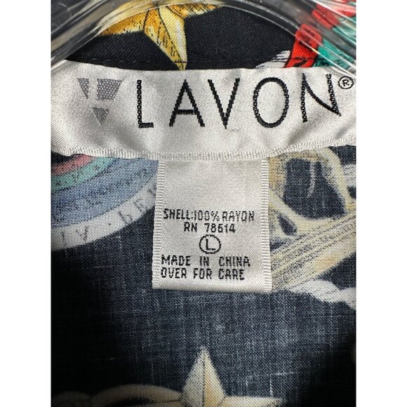 Vintage Womens Button Up Shirt Large Black Chain Medallion Baroque Old Money - Picture 2 of 12